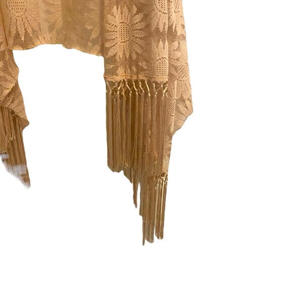 Mesh Floral Long Vest Sz M/L Fringe Hem Duster Boho Western Cowgirl Festival - Picture 3 of 7